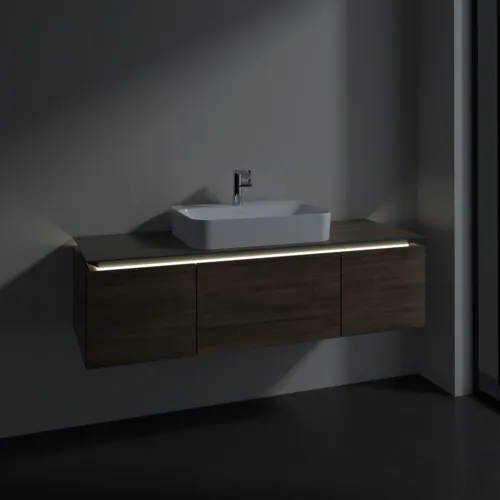 Bild von VILLEROY BOCH Legato Waschbeckenunterschrank, mit Beleuchtung, 3 Auszüge, 1400 x 380 x 500 mm, Arizona Oak / Arizona Oak #B759L0VH