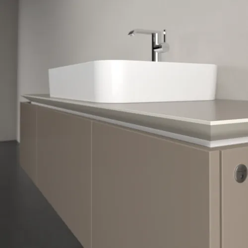 Bild von VILLEROY BOCH Legato Waschbeckenunterschrank, mit Beleuchtung, 3 Auszüge, 1400 x 380 x 500 mm, Truffle Grey / Truffle Grey #B759L0VG