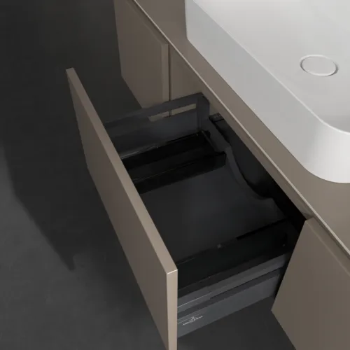 Bild von VILLEROY BOCH Legato Waschbeckenunterschrank, mit Beleuchtung, 3 Auszüge, 1400 x 380 x 500 mm, Truffle Grey / Truffle Grey #B759L0VG
