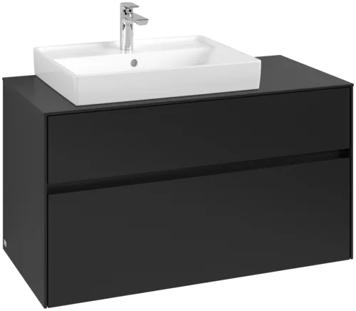 Picture of VILLEROY BOCH Collaro Vanity unit, with lighting, 2 pull-out compartments, 1000 x 548 x 500 mm, Volcano Black / Volcano Black #C017B0VL