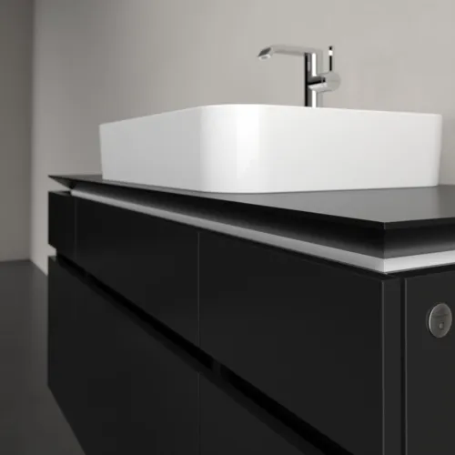 Picture of VILLEROY BOCH Legato Vanity unit, with lighting, 5 pull-out compartments, 1200 x 550 x 500 mm, Black Matt Lacquer / Black Matt Lacquer #B758L0PD
