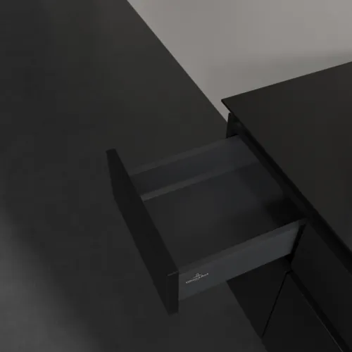 Picture of VILLEROY BOCH Legato Vanity unit, with lighting, 5 pull-out compartments, 1200 x 550 x 500 mm, Black Matt Lacquer / Black Matt Lacquer #B758L0PD