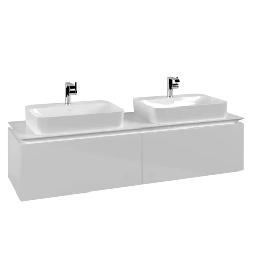 VILLEROY BOCH Legato Vanity unit, 2 pull-out compartments, 1600 x 380 x 500 mm, Glossy White / Glossy White #B76700DH resmi