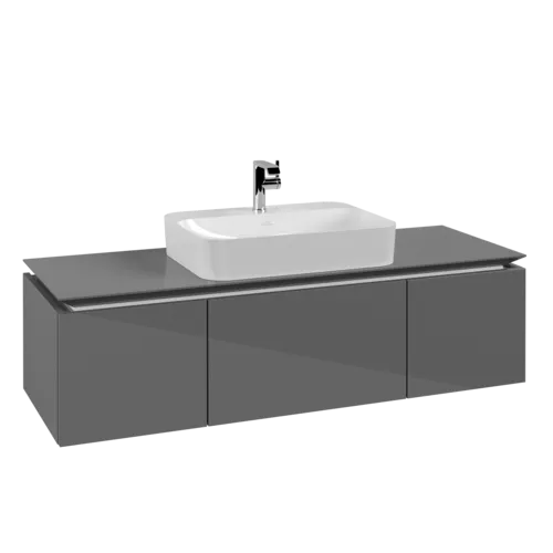 VILLEROY BOCH Legato Vanity unit, 3 pull-out compartments, 1400 x 380 x 500 mm, Glossy Grey / Glossy Grey #B75900FP resmi