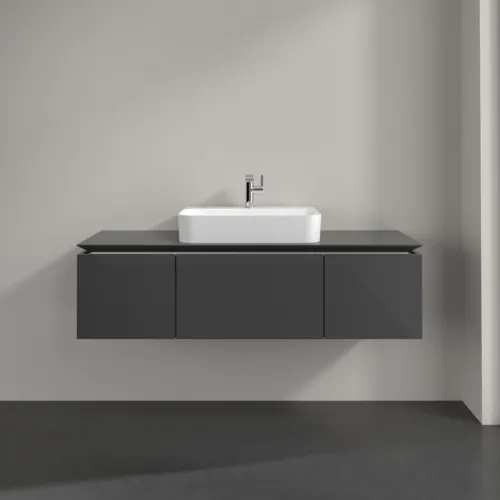 Bild von VILLEROY BOCH Legato Waschbeckenunterschrank, 3 Auszüge, 1400 x 380 x 500 mm, Glossy Grey / Glossy Grey #B75900FP