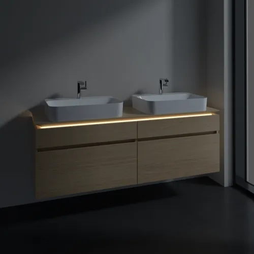 Bild von VILLEROY BOCH Legato Waschbeckenunterschrank, mit Beleuchtung, 4 Auszüge, 1600 x 550 x 500 mm, Nordic Oak / Nordic Oak #B768L0VJ