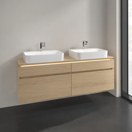 Bild von VILLEROY BOCH Legato Waschbeckenunterschrank, mit Beleuchtung, 4 Auszüge, 1600 x 550 x 500 mm, Nordic Oak / Nordic Oak #B768L0VJ