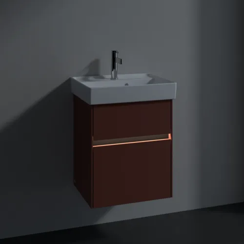Bild von VILLEROY BOCH Collaro Waschbeckenunterschrank, mit Beleuchtung, 2 Auszüge, 460 x 546 x 374 mm, Wine Red #C006B0AH