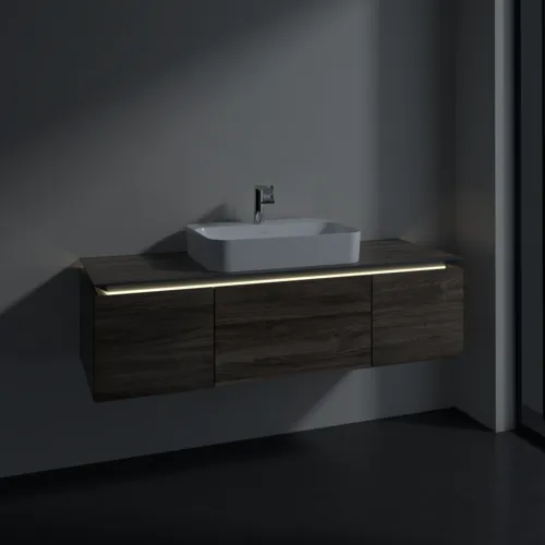 Bild von VILLEROY BOCH Legato Waschbeckenunterschrank, mit Beleuchtung, 3 Auszüge, 1400 x 380 x 500 mm, Stone Oak / Stone Oak #B759L0RK