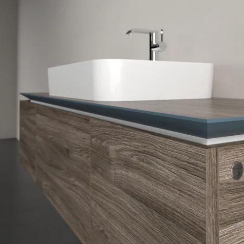 Bild von VILLEROY BOCH Legato Waschbeckenunterschrank, mit Beleuchtung, 3 Auszüge, 1400 x 380 x 500 mm, Stone Oak / Stone Oak #B759L0RK