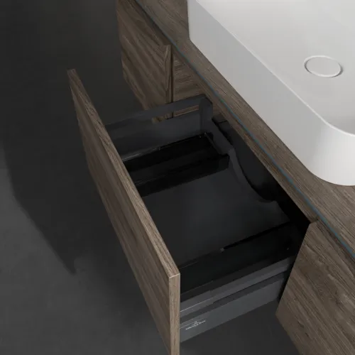 Bild von VILLEROY BOCH Legato Waschbeckenunterschrank, mit Beleuchtung, 3 Auszüge, 1400 x 380 x 500 mm, Stone Oak / Stone Oak #B759L0RK