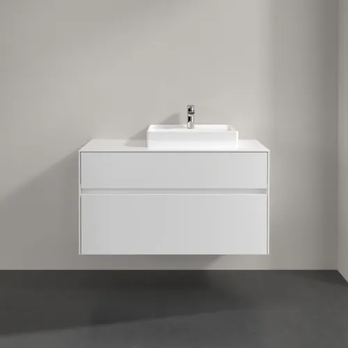 Bild von VILLEROY BOCH Collaro Waschbeckenunterschrank, mit Beleuchtung, 2 Auszüge, 1000 x 548 x 500 mm, White Matt / White Matt #C015B0MS
