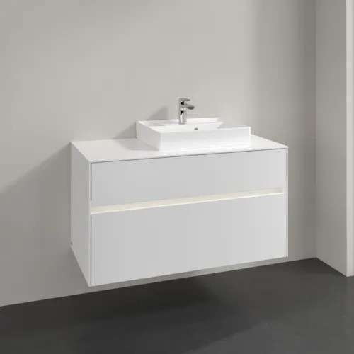 Bild von VILLEROY BOCH Collaro Waschbeckenunterschrank, mit Beleuchtung, 2 Auszüge, 1000 x 548 x 500 mm, White Matt / White Matt #C015B0MS