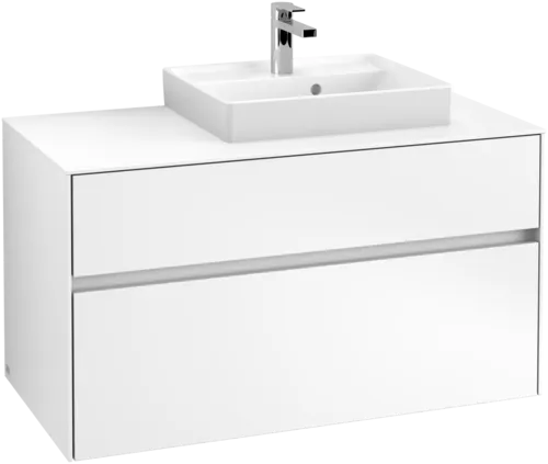 Obrázek VILLEROY BOCH Collaro toaletní skříňka, s osvětlením, 2 výsuvy, 1000 x 548 x 500 mm, bílá matná / bílá matná #C015B0MS