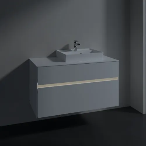 Bild von VILLEROY BOCH Collaro Waschbeckenunterschrank, mit Beleuchtung, 2 Auszüge, 1000 x 548 x 500 mm, White Matt / White Matt #C015B0MS
