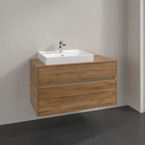 Bild von VILLEROY BOCH Collaro Waschbeckenunterschrank, mit Beleuchtung, 2 Auszüge, 1000 x 548 x 500 mm, Kansas Oak #C017B0RH