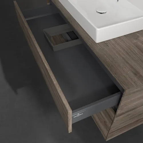 VILLEROY BOCH Collaro Waschbeckenunterschrank, mit Beleuchtung, 2 Auszüge, 1000 x 548 x 500 mm, Stone Oak #C017B0RK, Bild 8