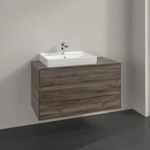 VILLEROY BOCH Collaro Waschbeckenunterschrank, mit Beleuchtung, 2 Auszüge, 1000 x 548 x 500 mm, Stone Oak #C017B0RK, Bild 2