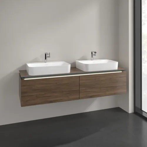 Bild von VILLEROY BOCH Legato Waschbeckenunterschrank, mit Beleuchtung, 2 Auszüge, 1600 x 380 x 500 mm, Arizona Oak / Arizona Oak #B767L0VH