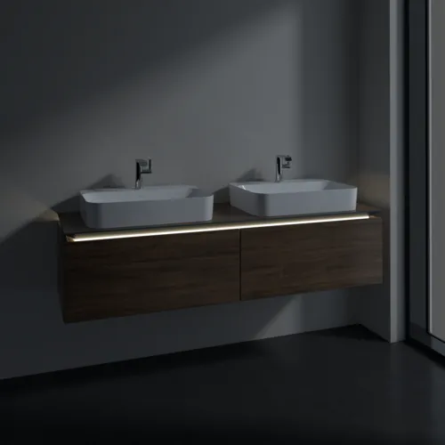 Bild von VILLEROY BOCH Legato Waschbeckenunterschrank, mit Beleuchtung, 2 Auszüge, 1600 x 380 x 500 mm, Arizona Oak / Arizona Oak #B767L0VH