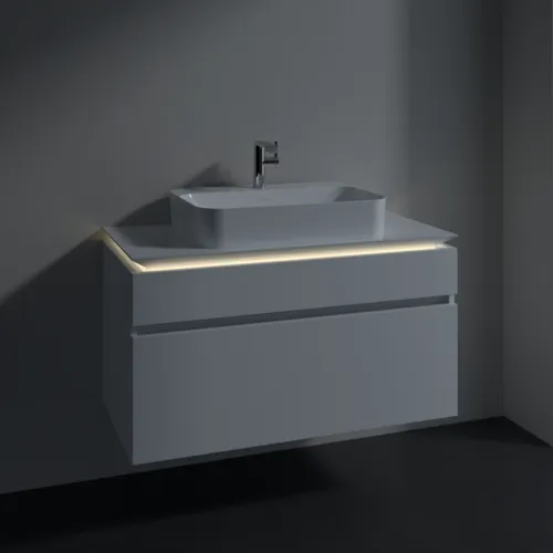 Bild von VILLEROY BOCH Legato Waschbeckenunterschrank, mit Beleuchtung, 2 Auszüge, 1000 x 550 x 500 mm, Glossy White / Glossy White #B756L0DH