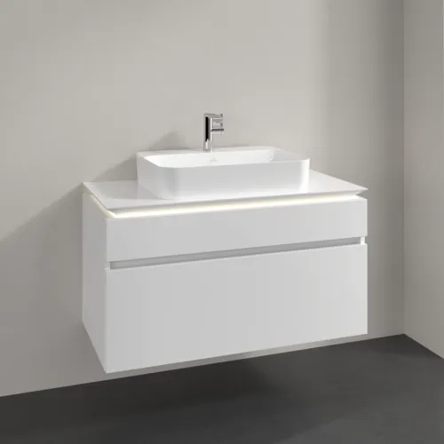 Bild von VILLEROY BOCH Legato Waschbeckenunterschrank, mit Beleuchtung, 2 Auszüge, 1000 x 550 x 500 mm, Glossy White / Glossy White #B756L0DH