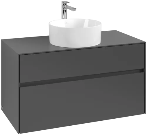 VILLEROY BOCH Collaro Vanity unit, 2 pull-out compartments, 1000 x 548 x 500 mm, Graphite / Graphite #C03800VR resmi