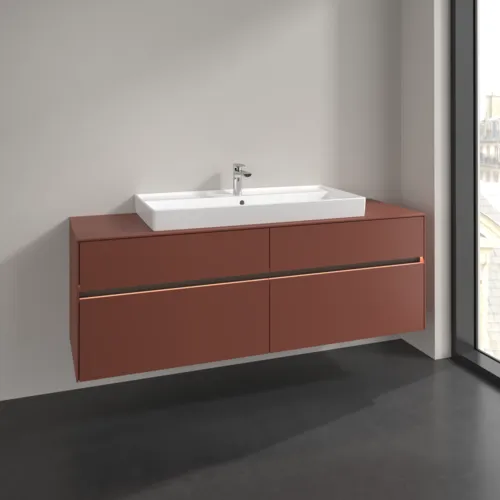Bild von VILLEROY BOCH Collaro Waschbeckenunterschrank, mit Beleuchtung, 4 Auszüge, 1600 x 548 x 500 mm, Wine Red / Wine Red #C031B0AH
