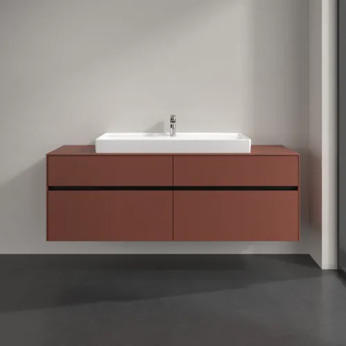 Bild von VILLEROY BOCH Collaro Waschbeckenunterschrank, mit Beleuchtung, 4 Auszüge, 1600 x 548 x 500 mm, Wine Red / Wine Red #C031B0AH
