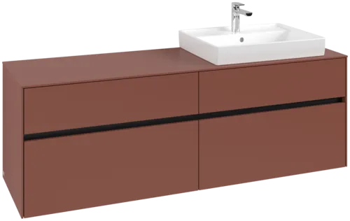 Picture of VILLEROY BOCH Collaro Vanity unit, with lighting, 4 pull-out compartments, 1600 x 548 x 500 mm, Wine Red / Wine Red #C023B0AH