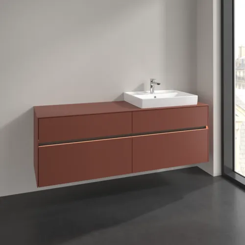 Bild von VILLEROY BOCH Collaro Waschbeckenunterschrank, mit Beleuchtung, 4 Auszüge, 1600 x 548 x 500 mm, Wine Red / Wine Red #C023B0AH