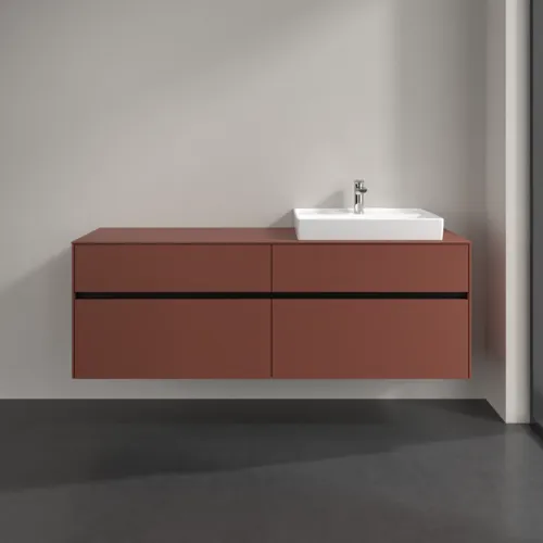 Bild von VILLEROY BOCH Collaro Waschbeckenunterschrank, mit Beleuchtung, 4 Auszüge, 1600 x 548 x 500 mm, Wine Red / Wine Red #C023B0AH
