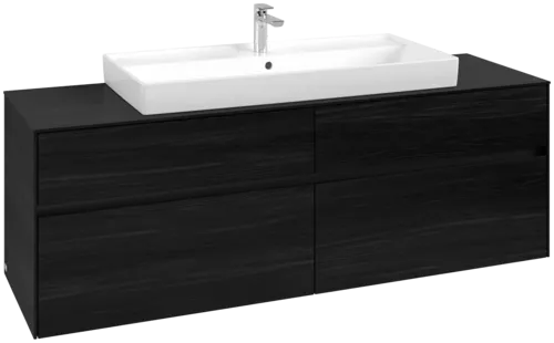Picture of VILLEROY BOCH Collaro Vanity unit, with lighting, 4 pull-out compartments, 1600 x 548 x 500 mm, Black Oak / Black Oak #C031B0AB