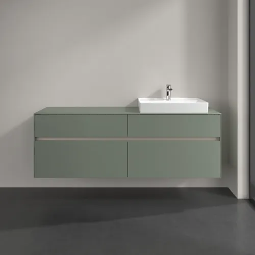 Bild von VILLEROY BOCH Collaro Waschbeckenunterschrank, mit Beleuchtung, 4 Auszüge, 1600 x 548 x 500 mm, Soft Green / Soft Green #C023B0AF