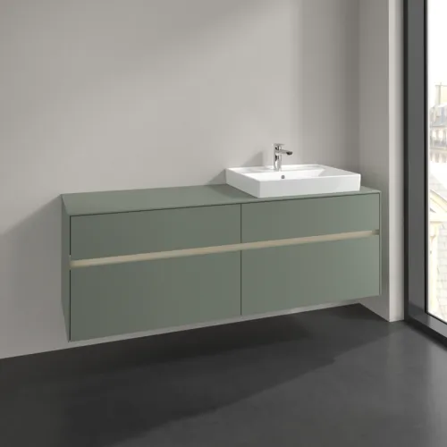 Bild von VILLEROY BOCH Collaro Waschbeckenunterschrank, mit Beleuchtung, 4 Auszüge, 1600 x 548 x 500 mm, Soft Green / Soft Green #C023B0AF