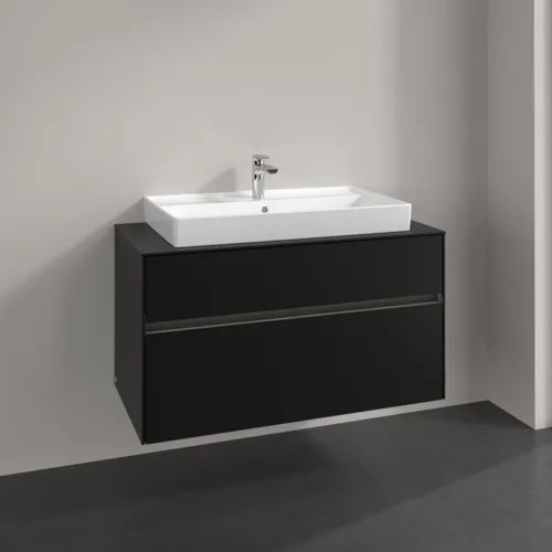 Bild von VILLEROY BOCH Collaro Waschbeckenunterschrank, mit Beleuchtung, 2 Auszüge, 1000 x 548 x 500 mm, Volcano Black / Volcano Black #C020B0VL