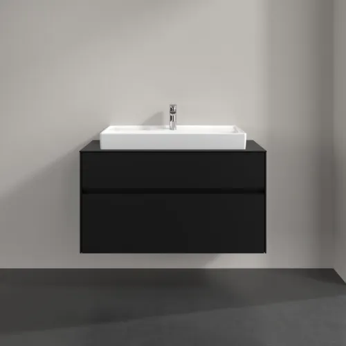 Bild von VILLEROY BOCH Collaro Waschbeckenunterschrank, mit Beleuchtung, 2 Auszüge, 1000 x 548 x 500 mm, Volcano Black / Volcano Black #C020B0VL