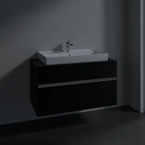 Bild von VILLEROY BOCH Collaro Waschbeckenunterschrank, mit Beleuchtung, 2 Auszüge, 1000 x 548 x 500 mm, Volcano Black / Volcano Black #C020B0VL