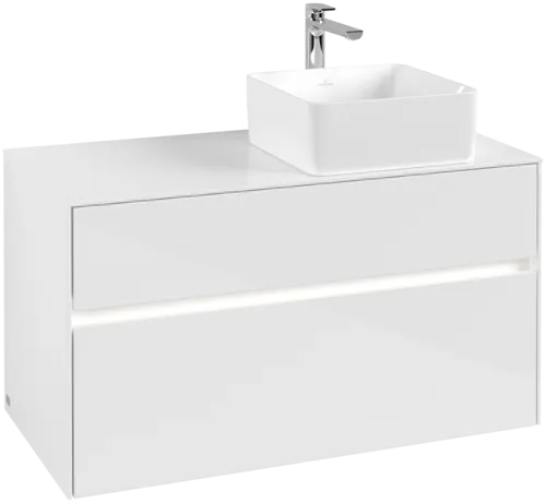 Obrázek VILLEROY BOCH Collaro toaletní skříňka, s osvětlením, 2 výsuvy, 1000 x 548 x 500 mm, lesklá bílá / lesklá bílá #C040B0DH