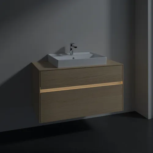 Bild von VILLEROY BOCH Collaro Waschbeckenunterschrank, mit Beleuchtung, 2 Auszüge, 1000 x 548 x 500 mm, Nordic Oak / Nordic Oak #C019B0VJ
