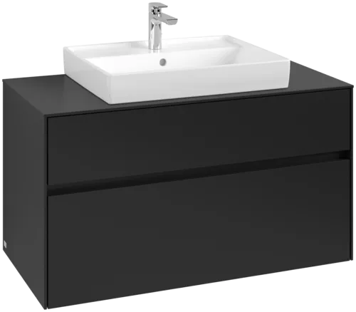Picture of VILLEROY BOCH Collaro Vanity unit, with lighting, 2 pull-out compartments, 1000 x 548 x 500 mm, Volcano Black / Volcano Black #C019B0VL