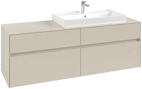 Picture of VILLEROY BOCH Collaro Vanity unit, with lighting, 4 pull-out compartments, 1600 x 548 x 500 mm, Cashmere Grey / Cashmere Grey #C027B0VN