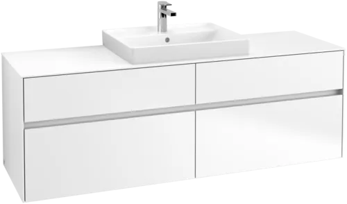 Picture of VILLEROY BOCH Collaro Vanity unit, with lighting, 4 pull-out compartments, 1600 x 548 x 500 mm, White Matt / White Matt #C025B0MS