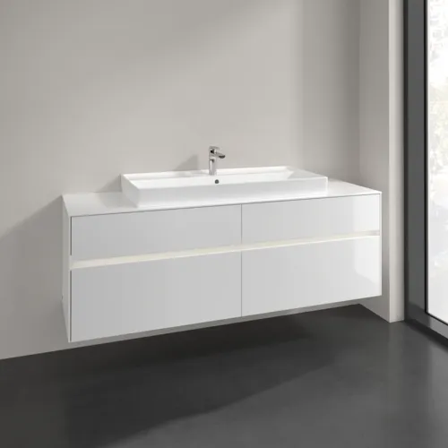 Bild von VILLEROY BOCH Collaro Waschbeckenunterschrank, mit Beleuchtung, 4 Auszüge, 1600 x 548 x 500 mm, Glossy White / Glossy White #C031B0DH