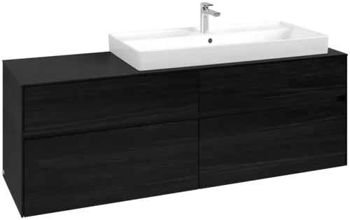 Picture of VILLEROY BOCH Collaro Vanity unit, with lighting, 4 pull-out compartments, 1600 x 548 x 500 mm, Black Oak / Black Oak #C030B0AB