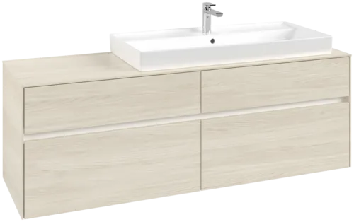 Picture of VILLEROY BOCH Collaro Vanity unit, with lighting, 4 pull-out compartments, 1600 x 548 x 500 mm, White Oak / White Oak #C030B0AA