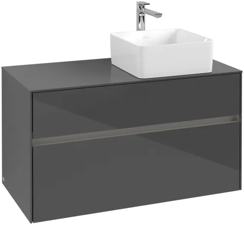 Obrázek VILLEROY BOCH Toaletní skříňka Collaro, s osvětlením, 2 výsuvy, 1000 x 548 x 500 mm, lesklá šedá / lesklá šedá #C040B0FP
