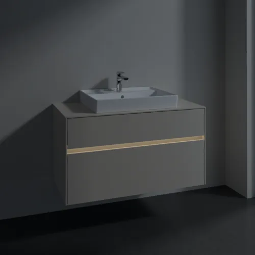 Bild von VILLEROY BOCH Collaro Waschbeckenunterschrank, mit Beleuchtung, 2 Auszüge, 1000 x 548 x 500 mm, Cashmere Grey / Cashmere Grey #C019B0VN
