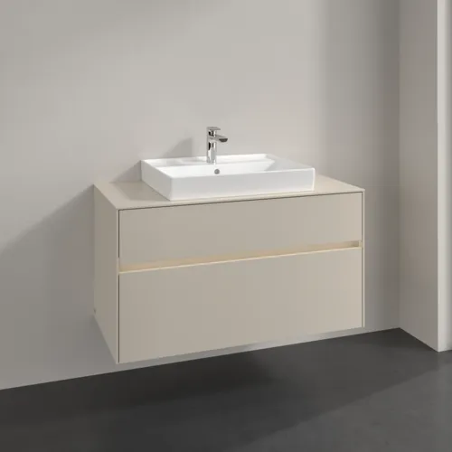Bild von VILLEROY BOCH Collaro Waschbeckenunterschrank, mit Beleuchtung, 2 Auszüge, 1000 x 548 x 500 mm, Cashmere Grey / Cashmere Grey #C019B0VN