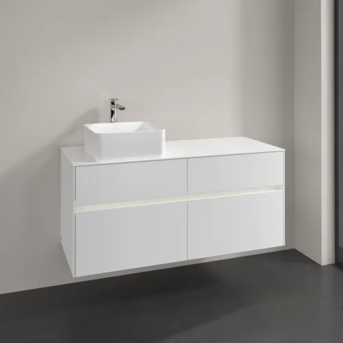 VILLEROY BOCH Collaro Waschbeckenunterschrank, mit Beleuchtung, 4 Auszüge, 1200 x 548 x 500 mm, White Matt / White Matt #C042B0MS, Bild 2